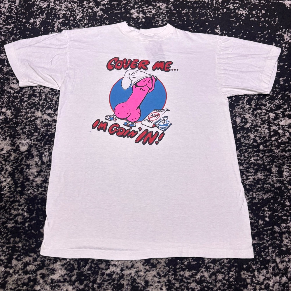 Vintage Caribbean Dream Cover Me Im Goin In Graphic T-Shirt Mens Large White